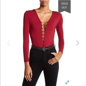 Red Lace-Up Bodysuit